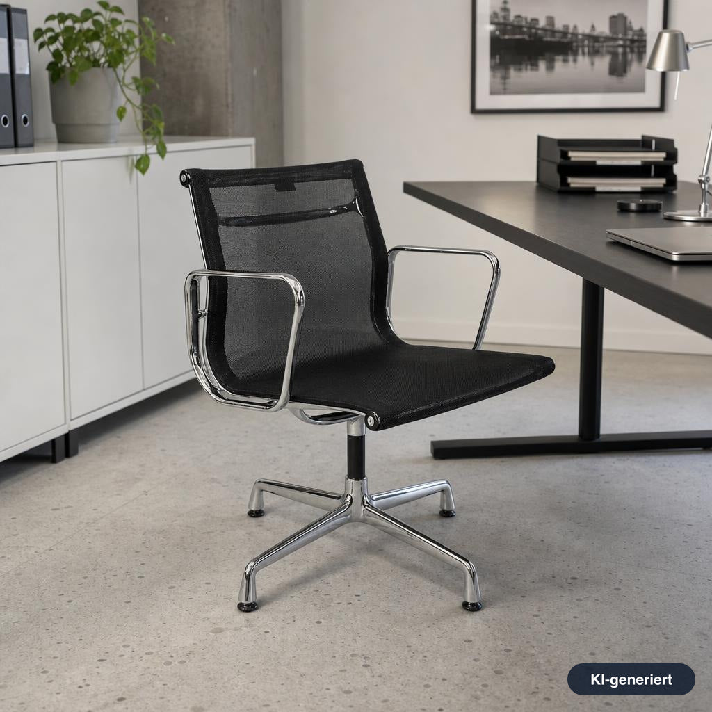 Vitra EA 107 Netz schwarz Chrom