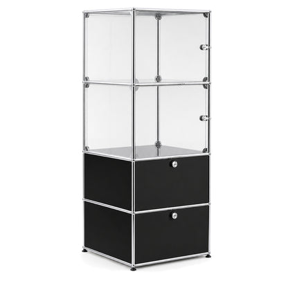 USM Haller Vitrine 1x4 schwarz
