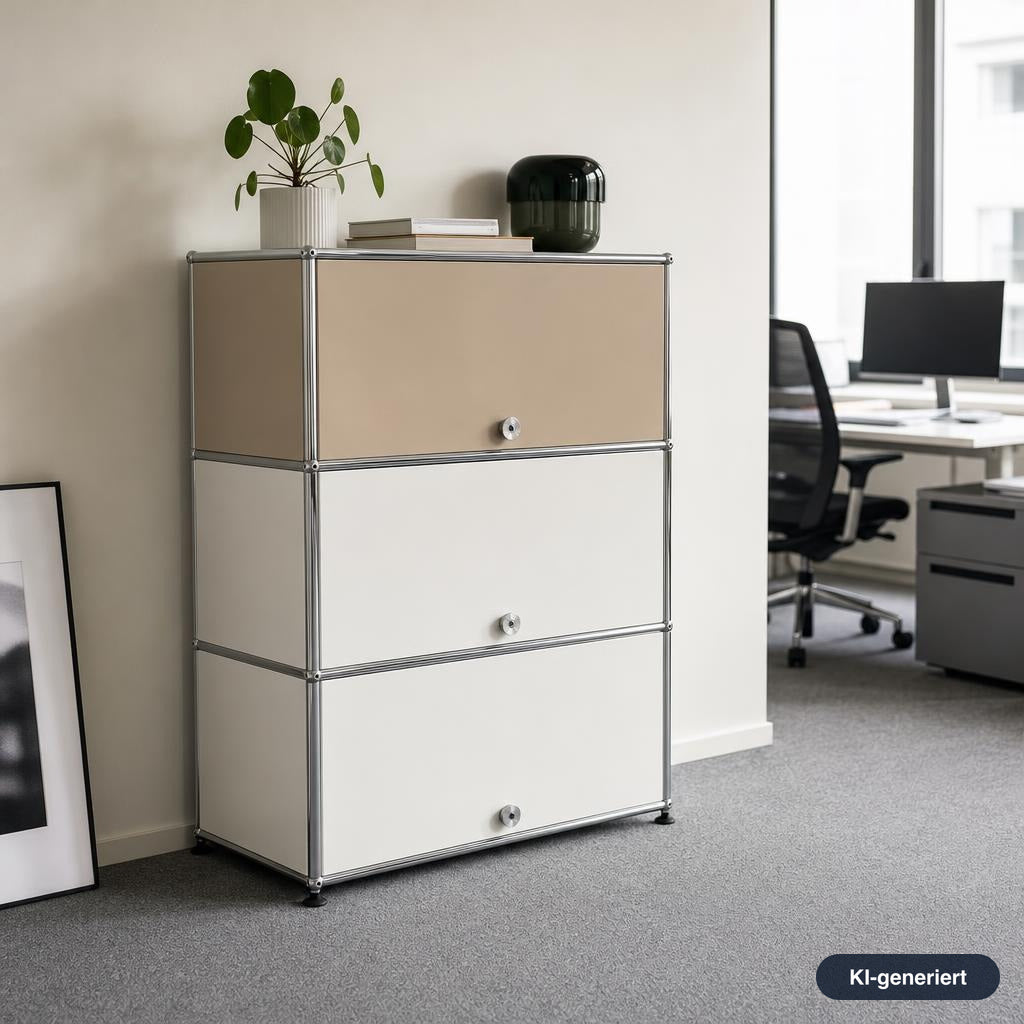 USM Haller Highboard 1x3 weiß/beige