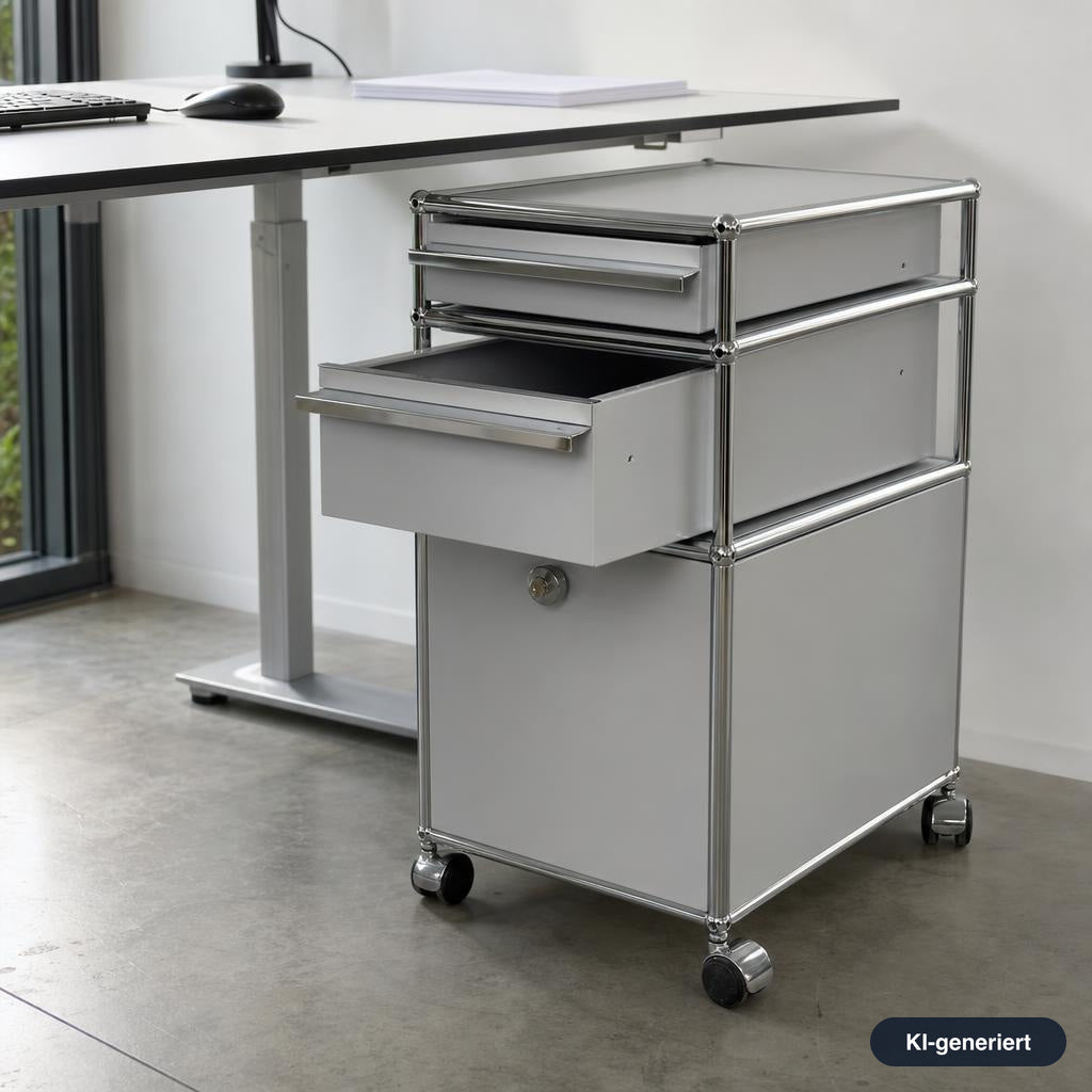 USM Haller Rollcontainer lichtgrau mit Klappe