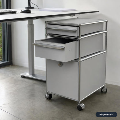 USM Haller Rollcontainer lichtgrau mit Klappe