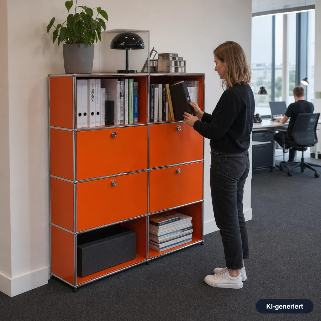 USM Haller Highboard 2x4 reinorange 4 Klappen