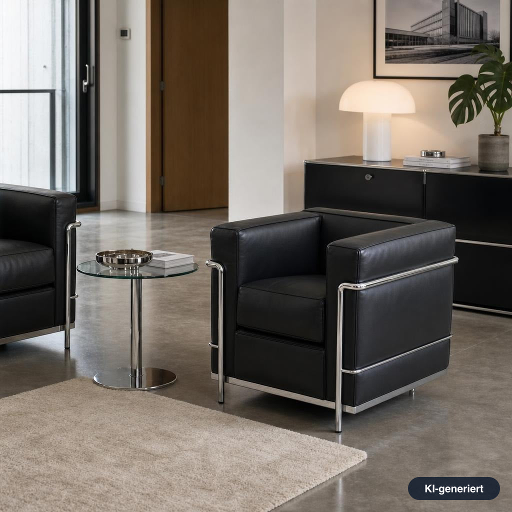 Cassina LC2 Sessel Leder extra schwarz
