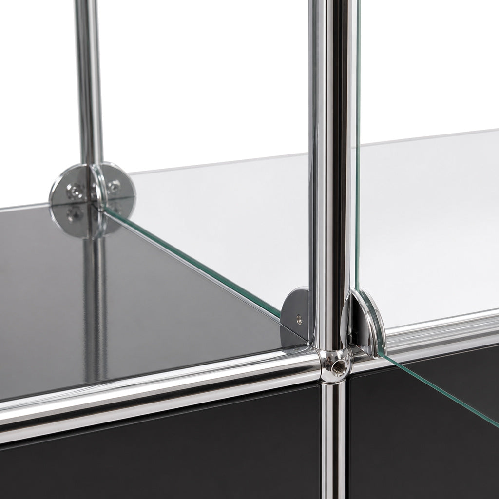 USM Haller Vitrine 2x2 schwarz mit Glas