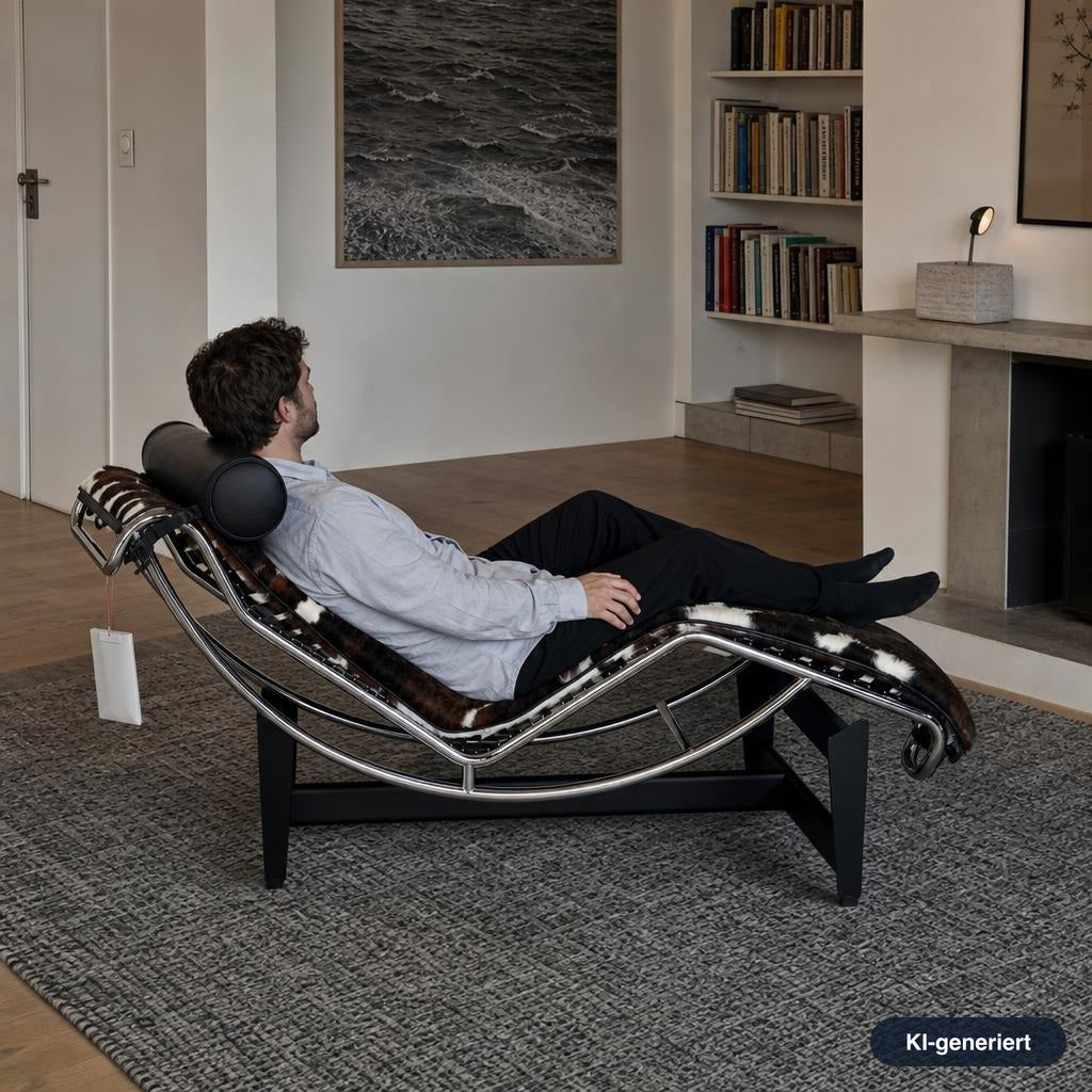 Cassina LC4 Chaiselongue Liege Fell gefleckt