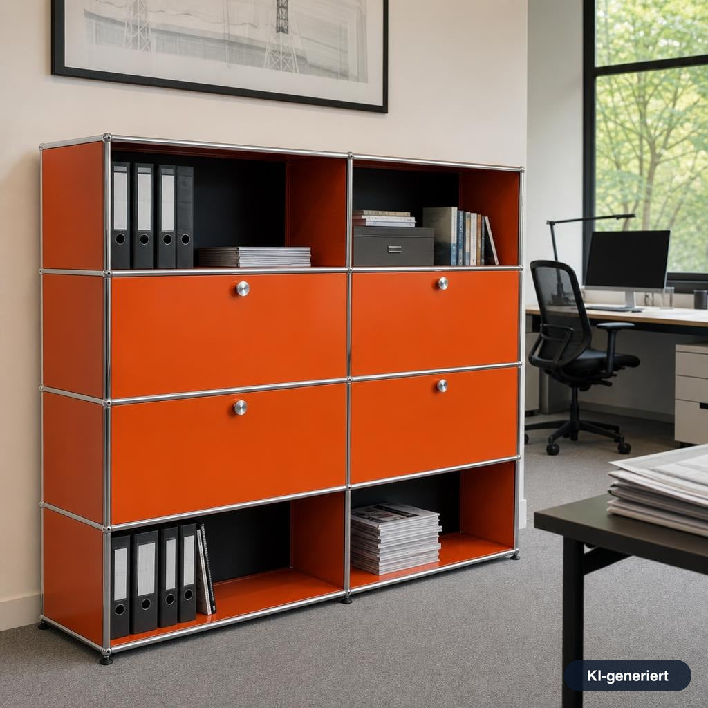 USM Haller Highboard 2x4 reinorange 4 Klappen