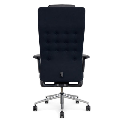 Vitra ID Trim L Stoff schwarz mit Kopfteil und Alufußkreuz