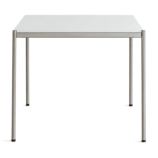 USM Haller Tisch 100x100cm Glas weiß unterlackiert