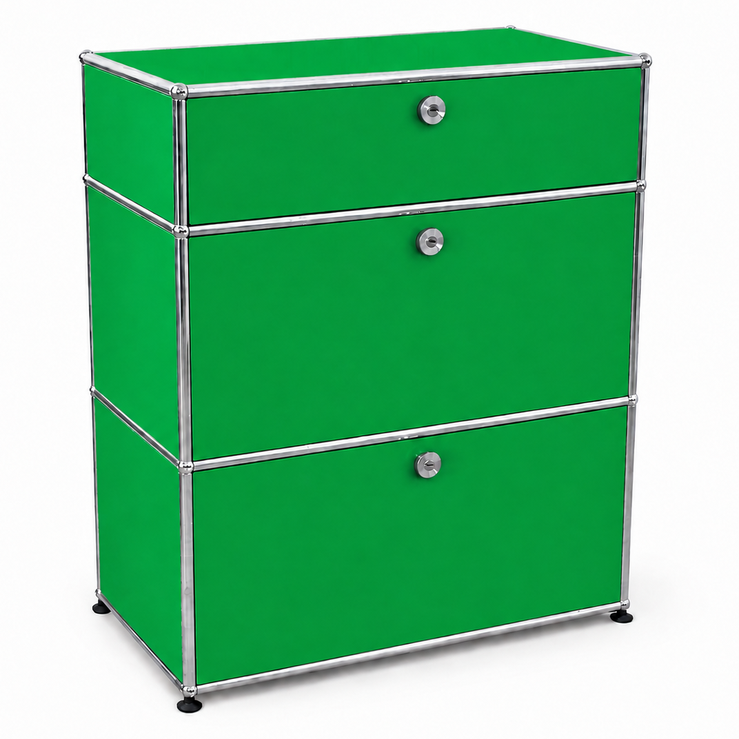 USM Haller Highboard 1x3 grün Klappen + Auszug