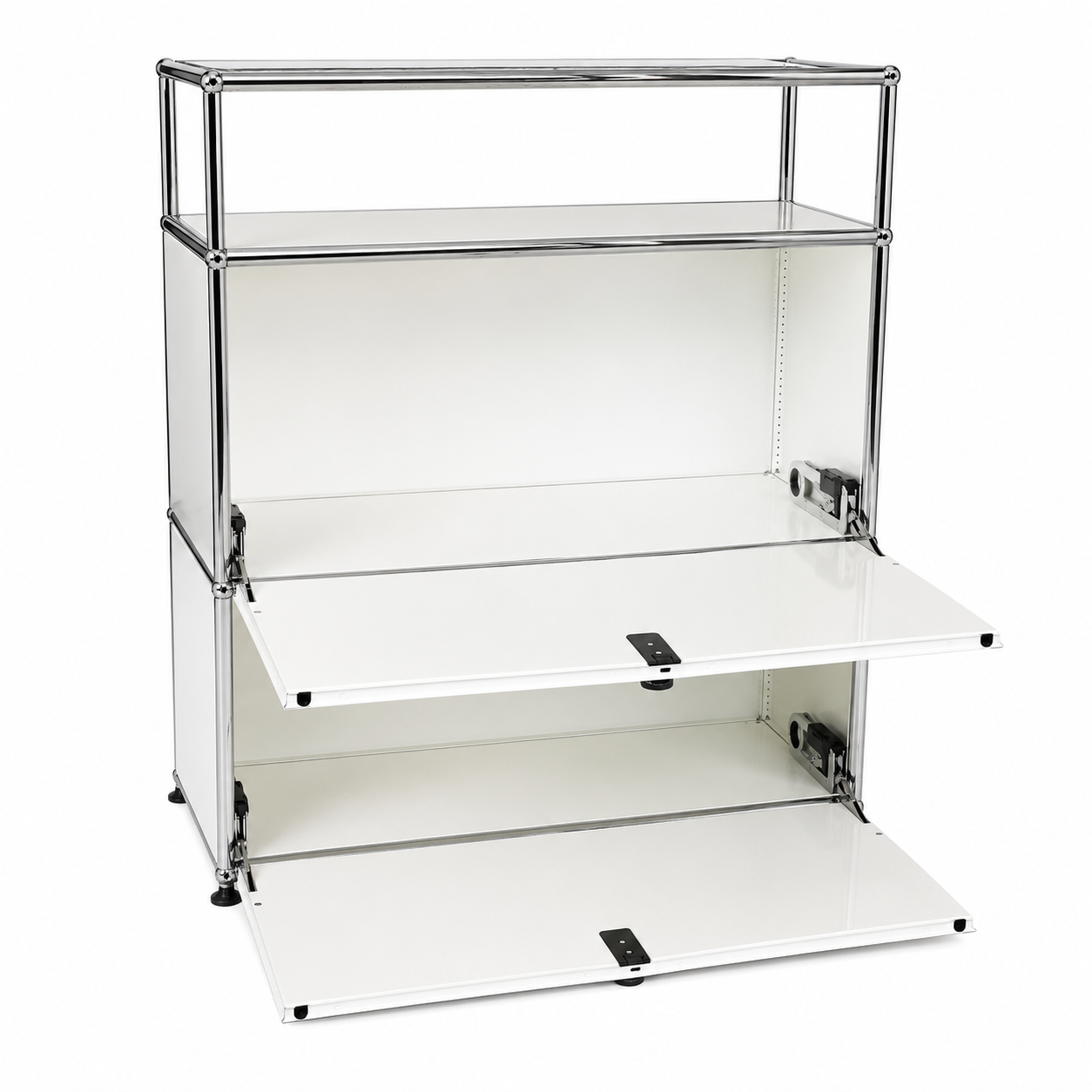 USM Haller Sideboard 1x2 weiß mit Klappen und Aufsatz
