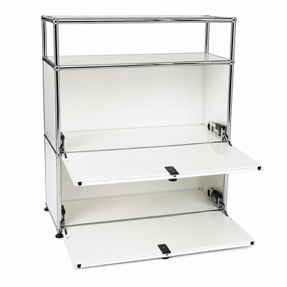 USM Haller Sideboard 1x2 weiß mit Klappen und Aufsatz
