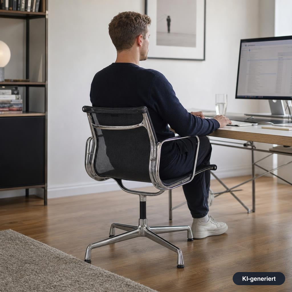 Vitra EA 107 Netz schwarz Chrom