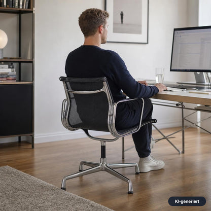 Vitra EA 107 Netz schwarz Chrom