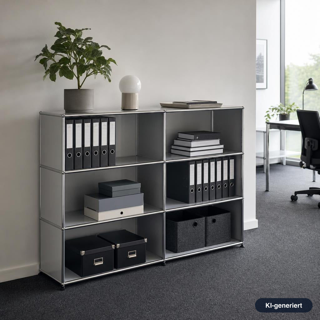 USM Haller Highboard 2x3 Mattsilber