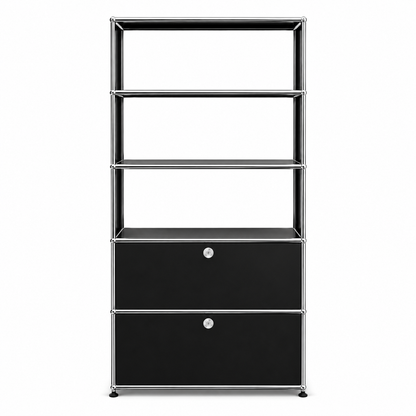 USM Haller Regal 1x5 schwarz 2 Klappen