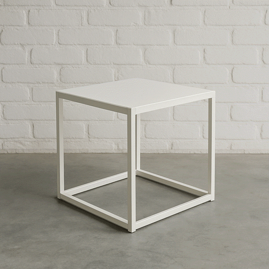 e15 FK12 FortyForty Beistelltisch weißer quadratischer Tisch 40x40x40 cm minimalistisches Design