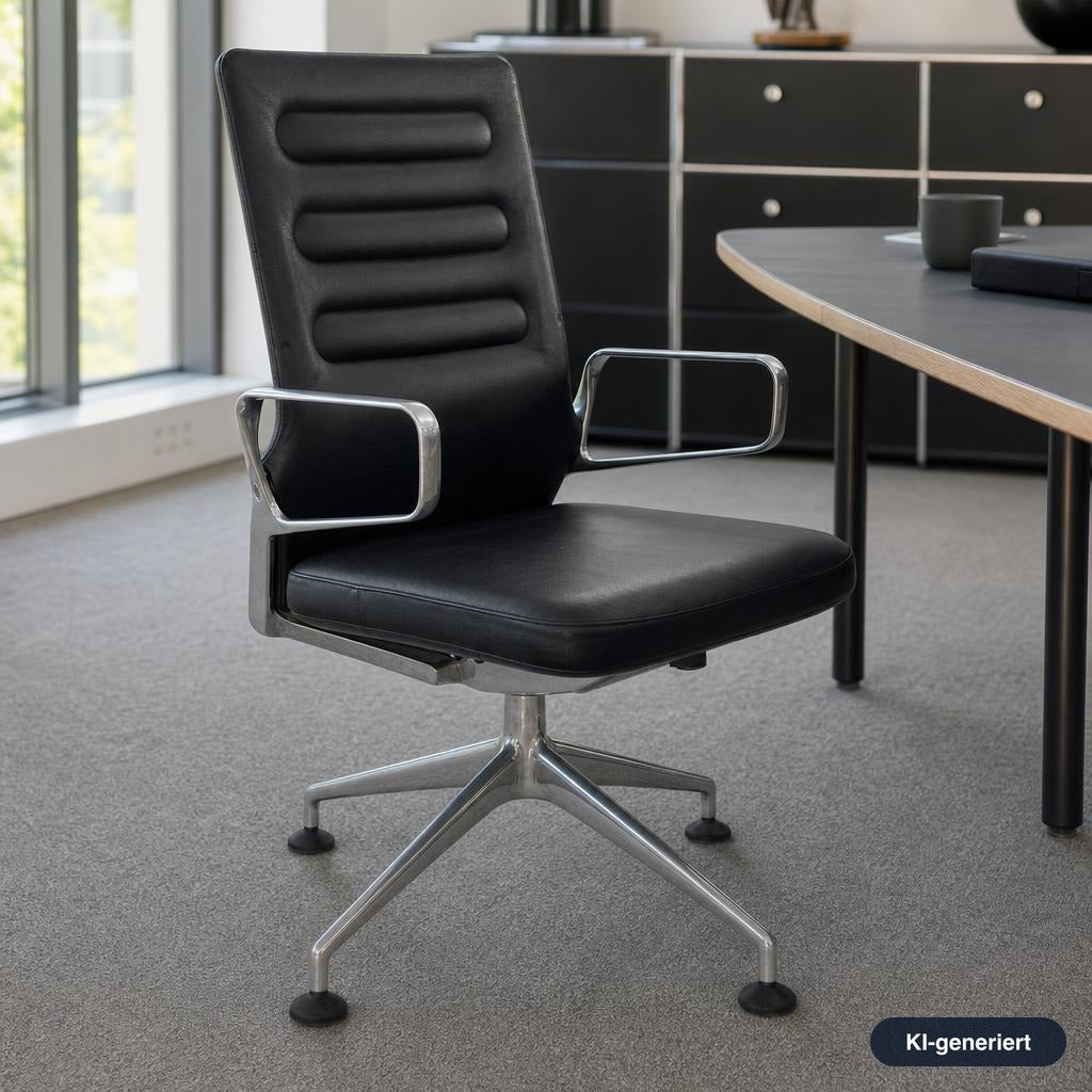 Vitra AC 4 Meet Leder schwarz