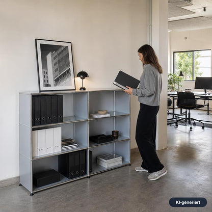 USM Haller Highboard 2x3 Mattsilber