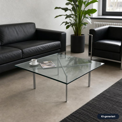 Knoll International Barcelona Couchtisch (neue Glasplatte) klein