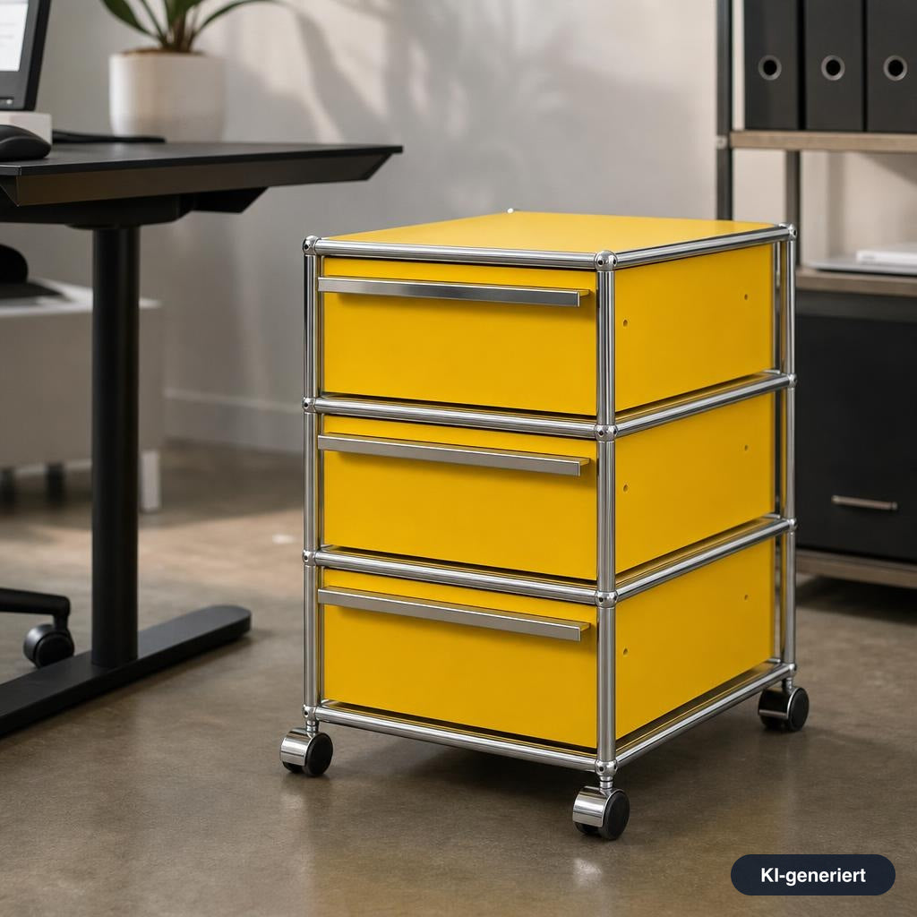 USM Haller Rollcontainer gelb (3 Auszüge)