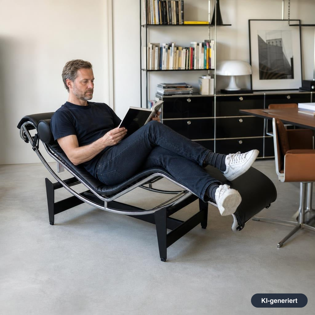 Cassina LC4 Chaiselongue Liege Leder schwarz