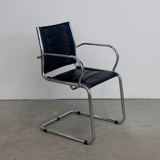 PAKET: 4x Besucherstuhl Leder Chrom [AKTION -50%]