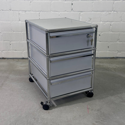 USM Haller Rollcontainer Mattsilber 3 Auszüge