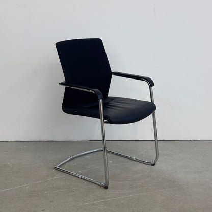 Wilkhahn ON 178/71 Freischwinger Netz / Leder schwarz