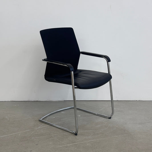 Wilkhahn ON 178/71 Freischwinger Netz / Leder schwarz