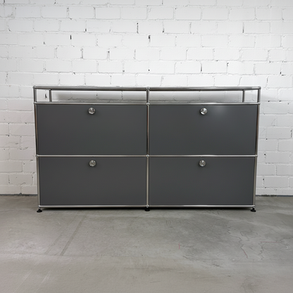 USM Haller Sideboard 2x2 mit 10cm Aufsatz anthrazit