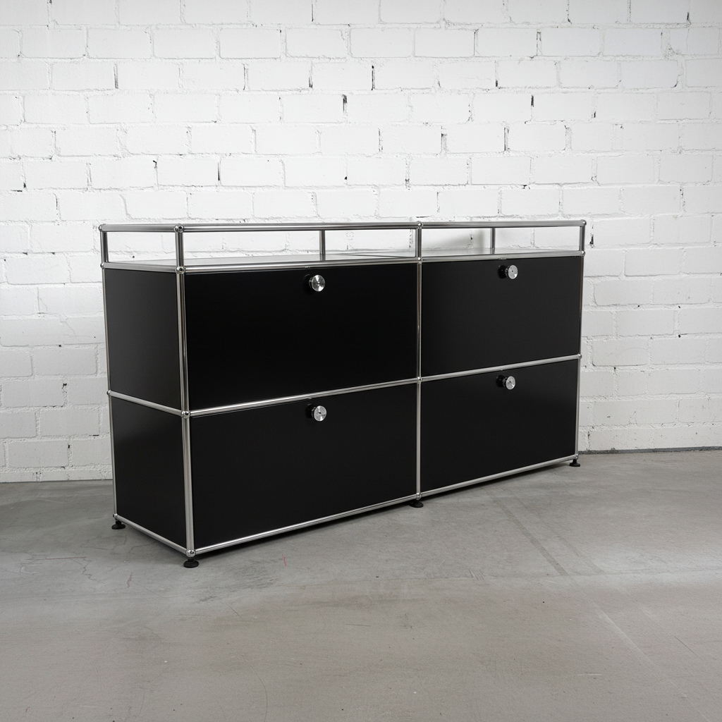 USM Haller Sideboard 2x2 mit 10cm Aufsatz schwarz