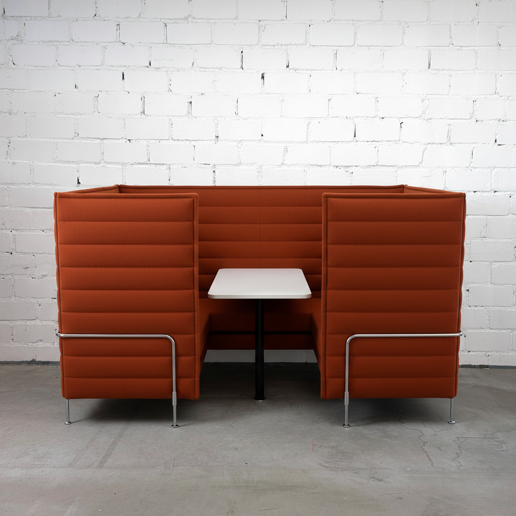 Vitra Alcove Cabin Highback mit Arbeitsplatte orange