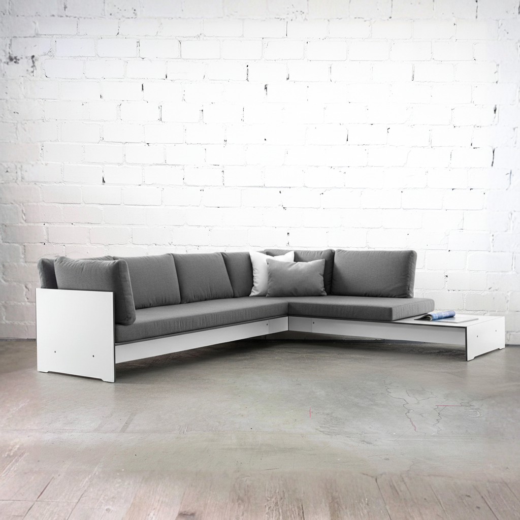 Conmoto RIVA Lounge Kombination E HPL weiß + Kissenset anthrazit [NEUWARE]