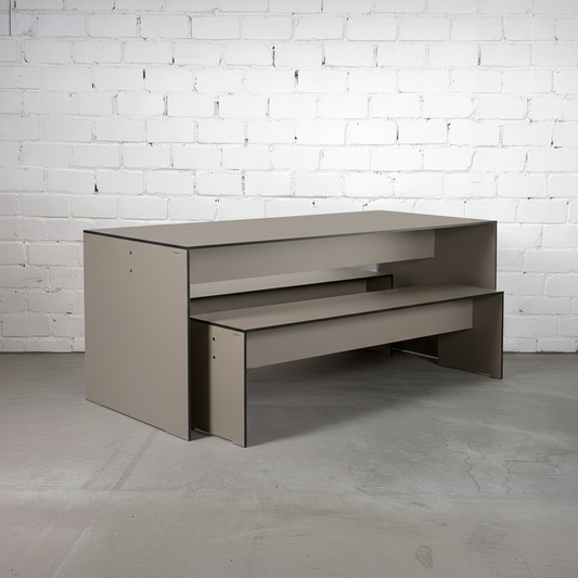 Conmoto Riva Set Rechtecktisch + 2x Bank L HPL taupe [NEUWARE]