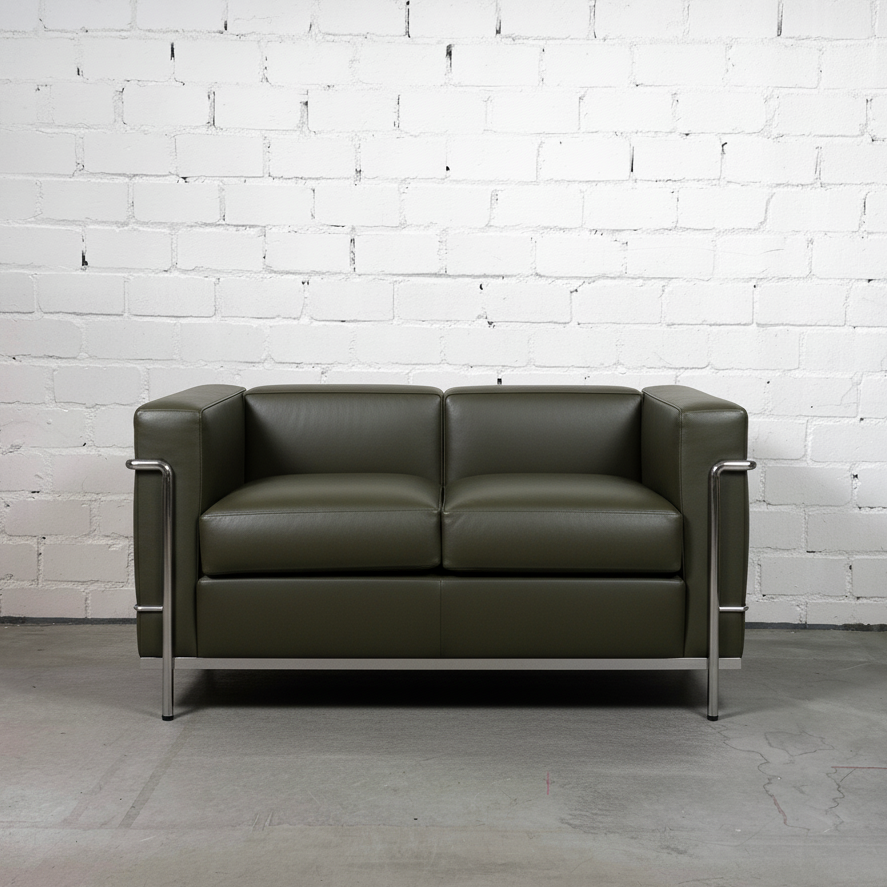Cassina LC2 2-Sitzer Leder olivgrün [NEUWARE]
