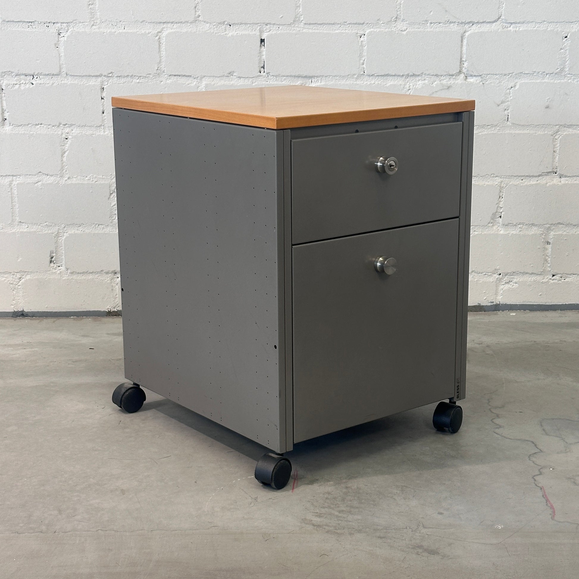 Rollcontainer Silber/Holz 2 [AKTION -100€]